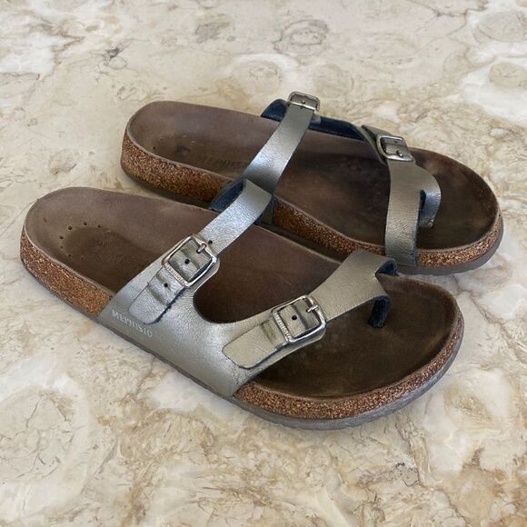 Mephisto Dual Strap Buckle Leather Sandals - Picture 1 of 14